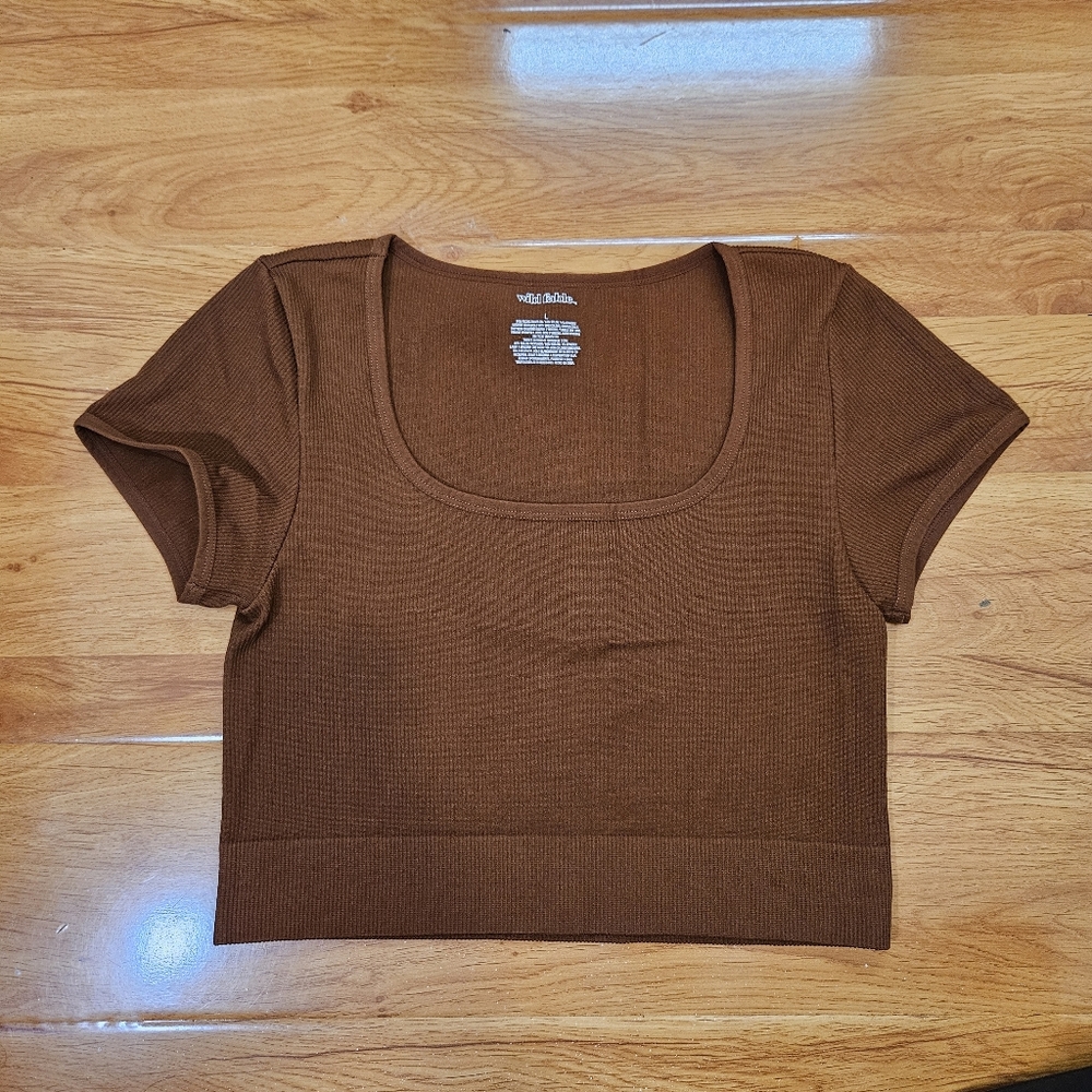 Brown Ribbed Women's Top